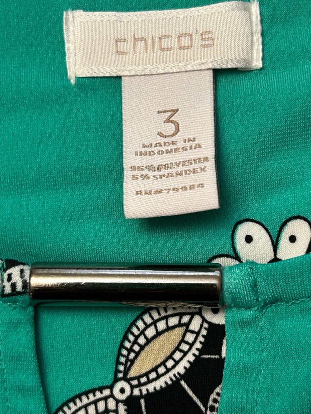 Chico's Helena Keyhold Neck Green/Black Paisley V-Notch Tunic Size 3/16/XL EUC - Picture 5 of 12